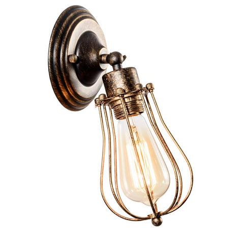 LULING Industrial Wall Sconce Vintage Lighting Adjustable Lamp Rustic Wire Metal Cage Oil Rubbed Wall Light Shade Edison Style Antique Fixture Porch Mirror