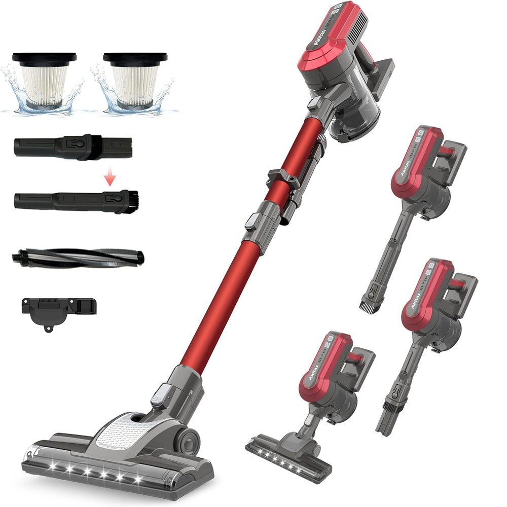 Akitas V10 Red 30V 450W Cordless Vacuum Cleaner – 3-Speed Lightweight Stick