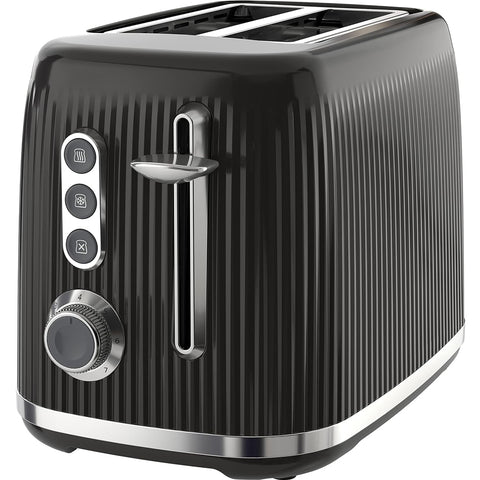 Bold 2 Slice Toaster - Black & Silver Chrome | Wide Slots, High-Lift, Variable Browning, Defrost & Reheat Functions [VTR001]