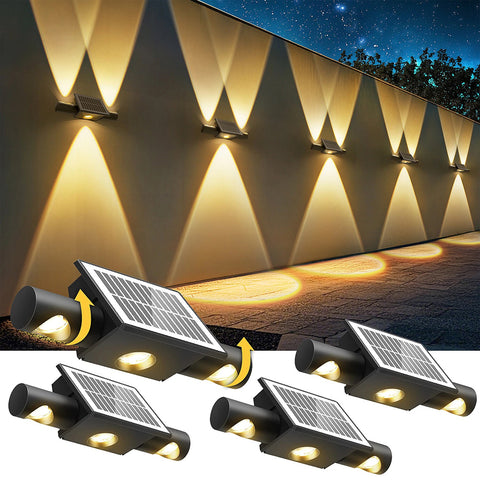 LED Solar Fence Lights Black IP65 Outdoor Wall Garden Decorative Lamps
