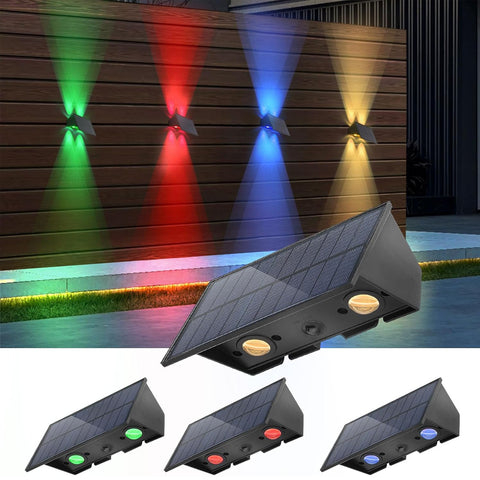 Solar LED Wall Light Outdoor Garden Door Fence Lamp Black RGB Dimmable