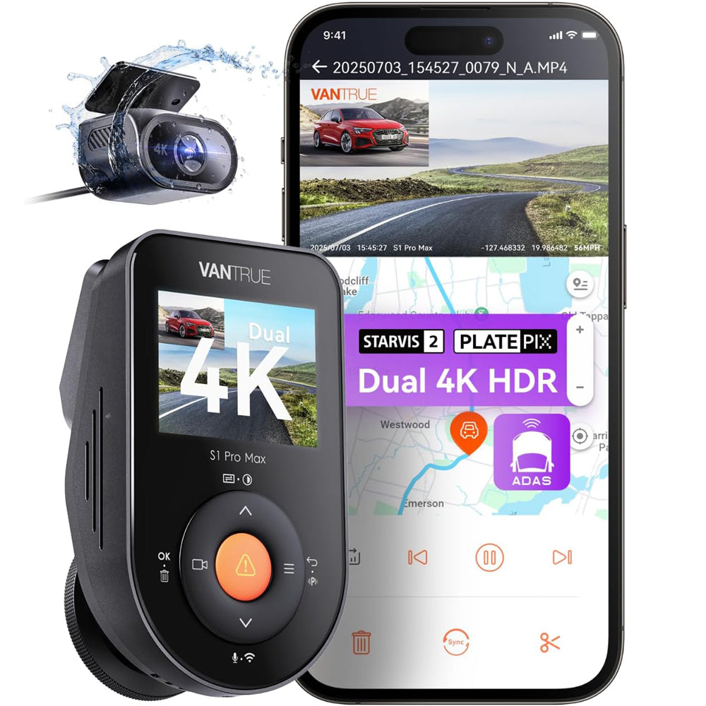 Vantrue S1 Pro Max 4K+4K Dual Dash Cam with Starvis2 HDR Night Vision