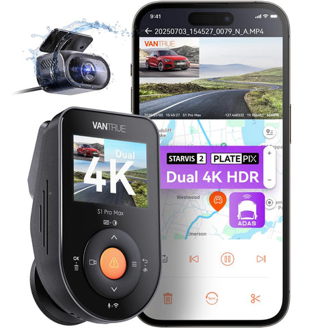 Vantrue S1 Pro Max 4K+4K Dual Dash Cam with Starvis2 HDR Night Vision