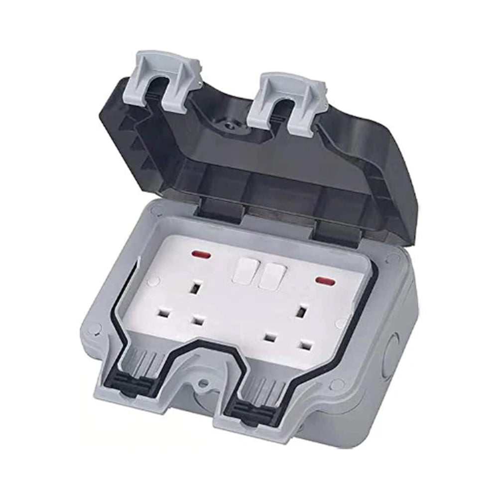 Electrical Double Weatherproof Outdoor Switched Power Socket, IP66 Rated, 13 Amp WPS213
