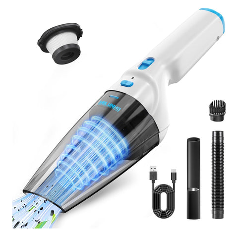 Cordless Handheld Vacuum Cleaner 9500PA, Powerful Suction Portable Car Vacuum, Lightweight Mini Cleaner for Car, Home & Pet Hair (Blue)