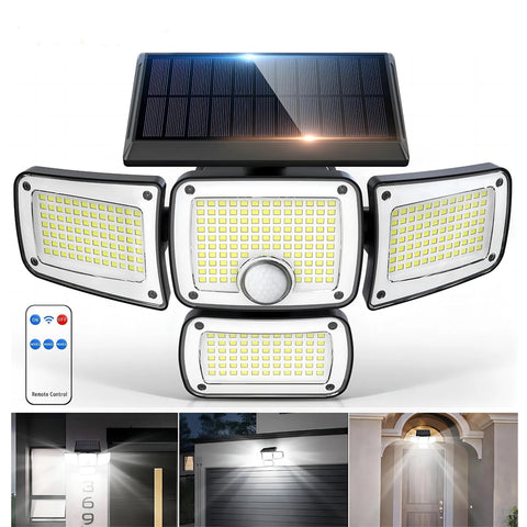 3/4/5-Head Solar Flood Light with Motion Sensor – LED Outdoor Security Wall Lamp for Garden, Yard & Driveway