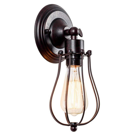 LULING Industrial Wall Sconce Vintage Lighting Adjustable Lamp Rustic Wire Metal Cage Oil Rubbed Wall Light Shade Edison Style Antique Fixture Porch Mirror