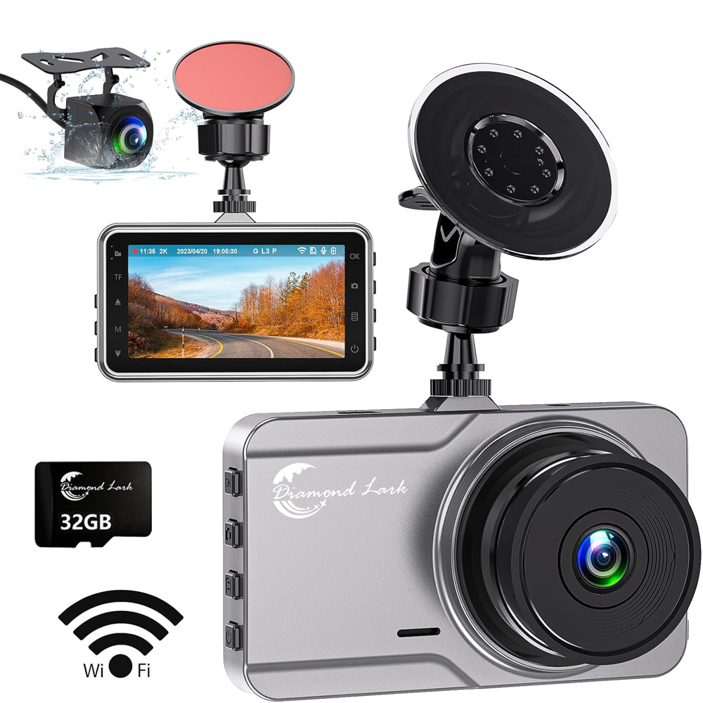 Diamond Lark LF-D518 Dual Dash Cam 2K Front & 1080P Rear with WiFi