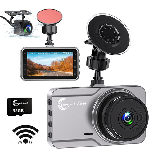 Diamond Lark LF-D518 Dual Dash Cam 2K Front & 1080P Rear with WiFi