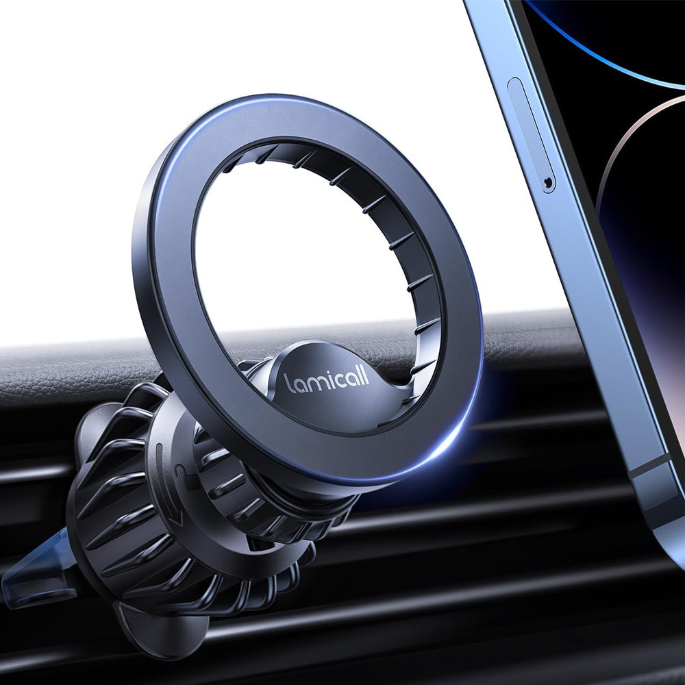 Lamicall Black Car Phone Mount for MagSafe – Strong 20x N52 Magnet Holder