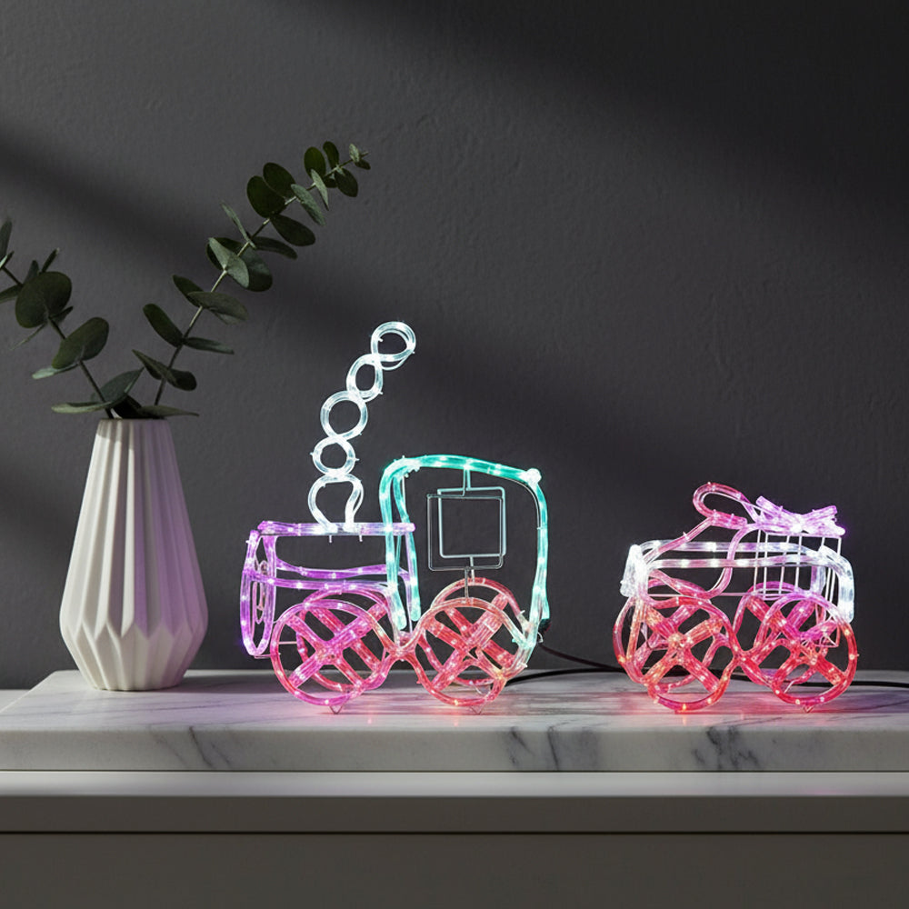 Christmas Concepts 100cm Multi Coloured 3D LED Rope Light Train & Carriage
