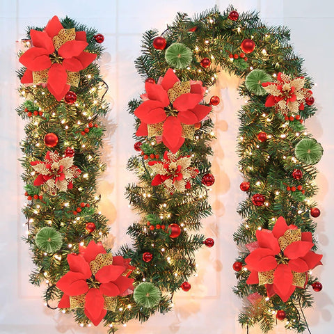 Christmas Garland with LED Lights 9FT – Battery Operated Festive Decoration