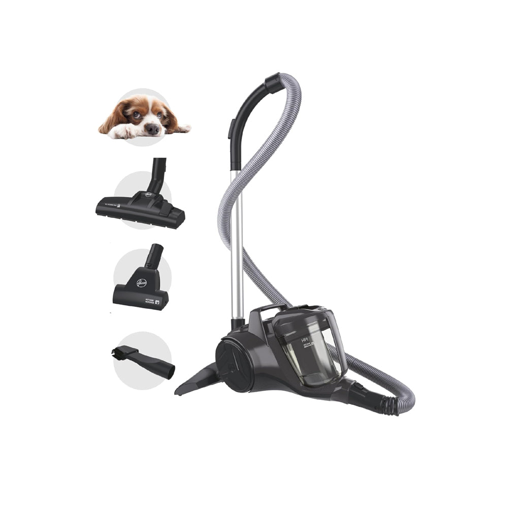 Hoover HP1 Pet Cylinder Vacuum Cleaner 700W – Compact Bagless Cleaner with Pet Hair Tool, Washable Filter & 2L Capacity