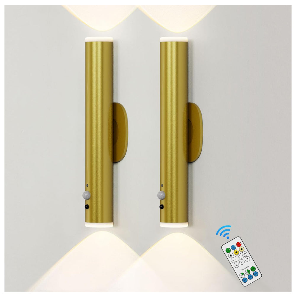 Gold Motion Sensor Rechargeable Wall Lights Set of 2