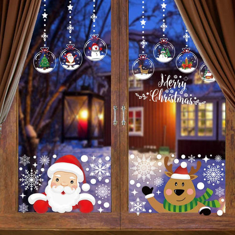 48-Piece Silver Glitter Snowflake Window Clings – Reusable Static PVC Stickers for Christmas Window Decoration & Winter Display