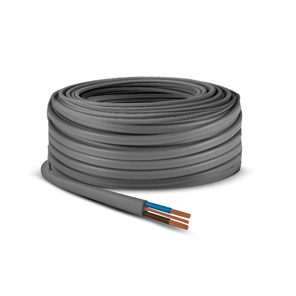 Primes DIY Electric Socket wire cable 6mm Twin and Earth Flat Grey PVC Lighting Electric Cable 6242Y electrical Wire BASEC Approved (25 Meter)