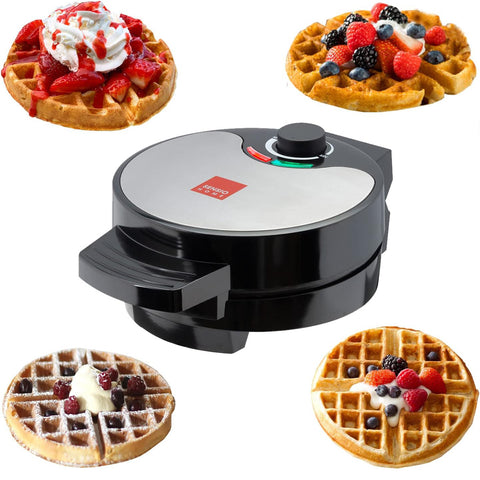 Full Size American Waffle Maker 700W – Electric Non-Stick Iron with Deep Plates & Adjustable Temperature – Black