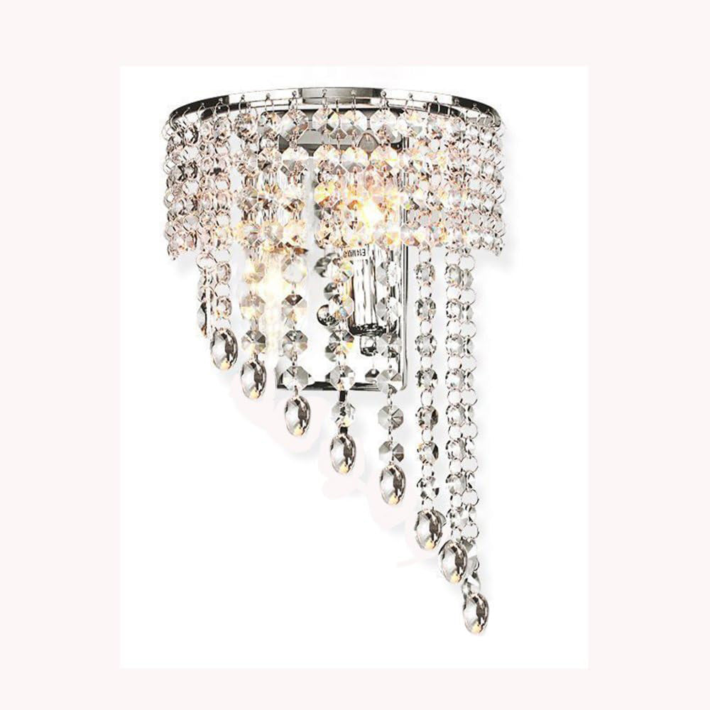 Crystal Wall Light with Stainless Steel Base and Crystal Chain