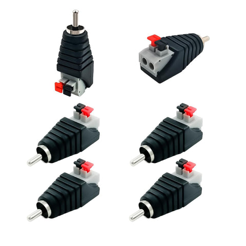 BRIEFCEC RCA to Speaker Cable Adapter Subwoofer Speaker Phono Plug to AV Video Audio Spring Press Type Balun for CCTV (6 pcs)
