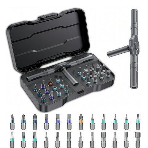 24 in 1 Magnetic Screwdriver Set, DIY Ratchet Screwdriver Set, Multi Magnetic Drive Tool with Detachable Ratchet Handle, Portable Tool Kit in Case for Home DIY, Computer, Electronics Repair