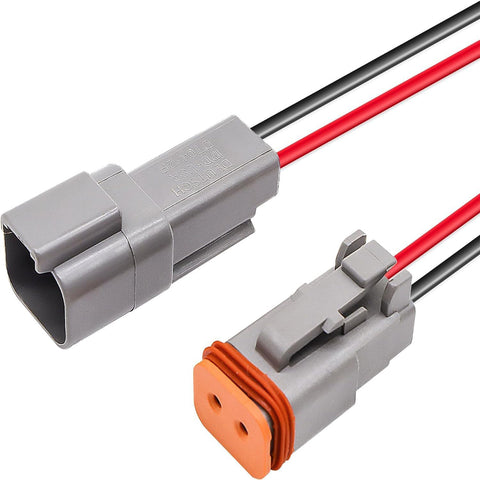 HISports 2-Pin DT Connector Kit, Waterproof DT Electrical Wire Connector 2 Pin Way Sealed Gray Male and Female Auto Waterproof Electrical Wire Connector Plug, for Motorcycle, Scooter, Car, Boats
