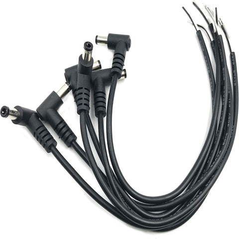 6Pcs 5.5mm x 2.5mm 90 Degree Right Angle DC Power Male Plug Jack to Bare Wire Open End Cable for CCTV DC Power Supply Cable Repair