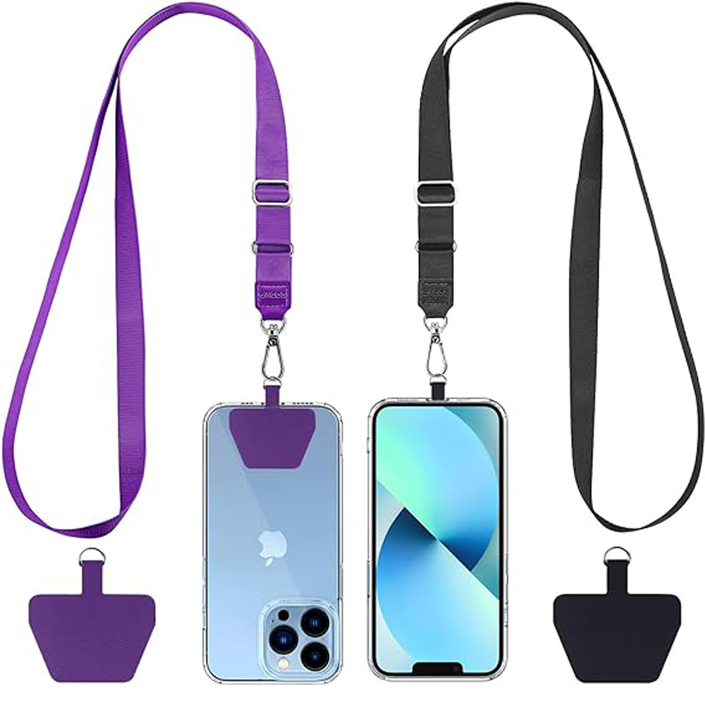 CACOE Universal Mobile Phone Chain - Adjustable Neck Strap for Smartphones Black+purple