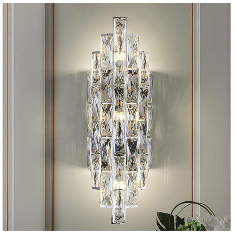Modern Crystal Wall Light Sconce Chrome 3 Light G9