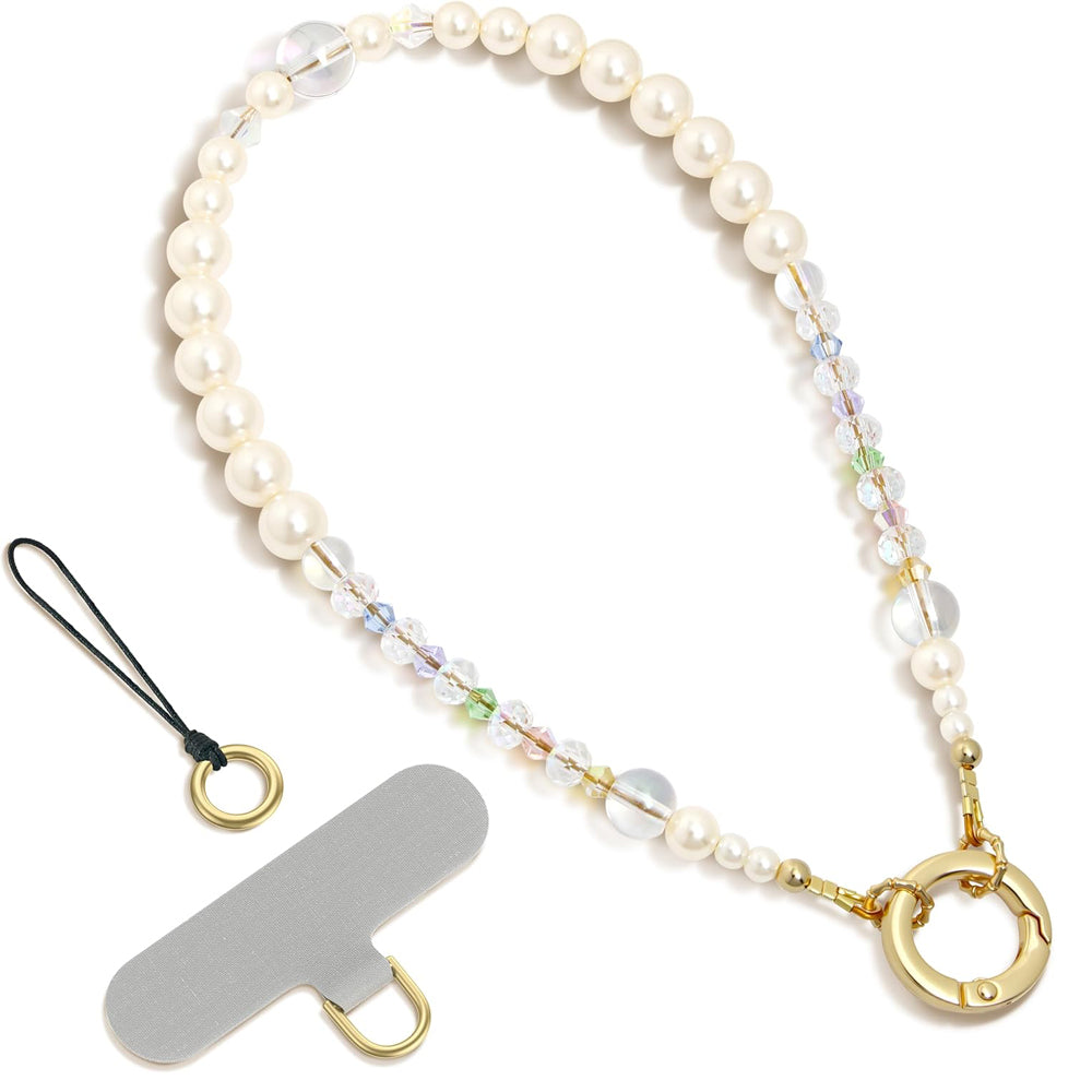 Phone Charm Pearl Crystal Beaded Strap
