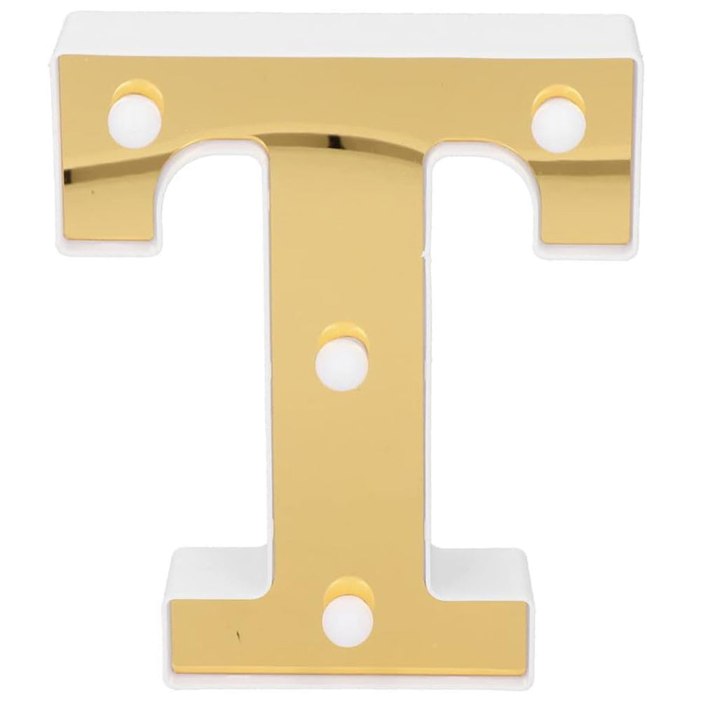 Gold LED Alphabet Letter Light T Warm White Battery Decorative Lamp UK