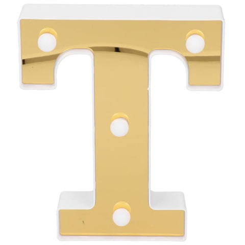 Gold LED Alphabet Letter Light T Warm White Battery Decorative Lamp UK