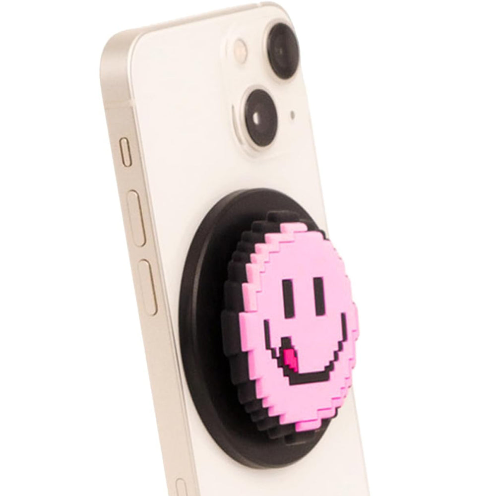 3D Pixel Art MagSafe Phone Grip & Stand – Yummy Smile Emoji Black