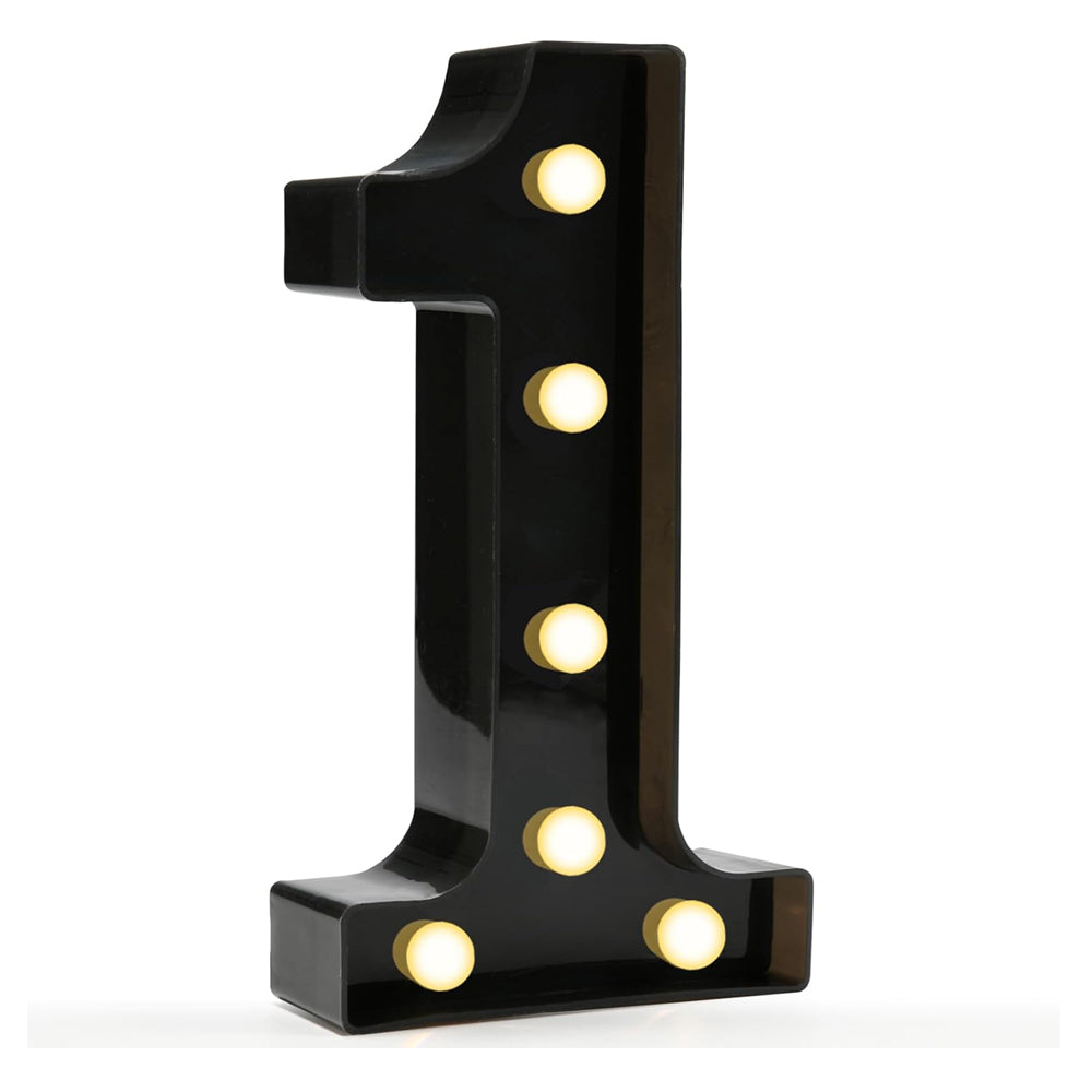 Decorative LED Light Up Numbers, Black Marquee Number with Warm White Lights for 1st Birthday Decorations, Lighted Numbers for Girls Boys Gifts Party Backdrop Wedding Anniversary Decor, Number 1