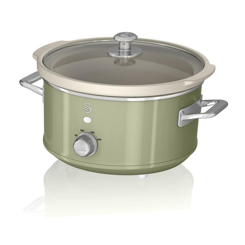 Swan Retro Green 3.5L Slow Cooker with Keep Warm Function – 200W