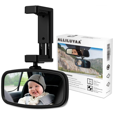 Car Mirror Baby Rear View 360° Rotatable Safety Seat Mirror Black