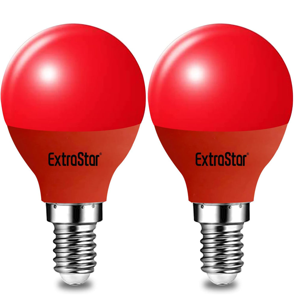 E14 LED Red G45 Bulb 4W, Non-Dimmable, Pack of 2
