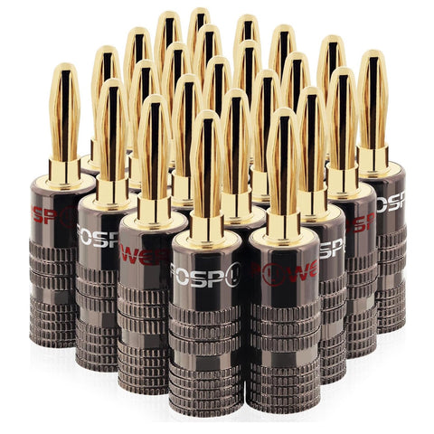 FosPower 24K Gold Plated Banana Plugs 12 Pairs for Speaker Wire