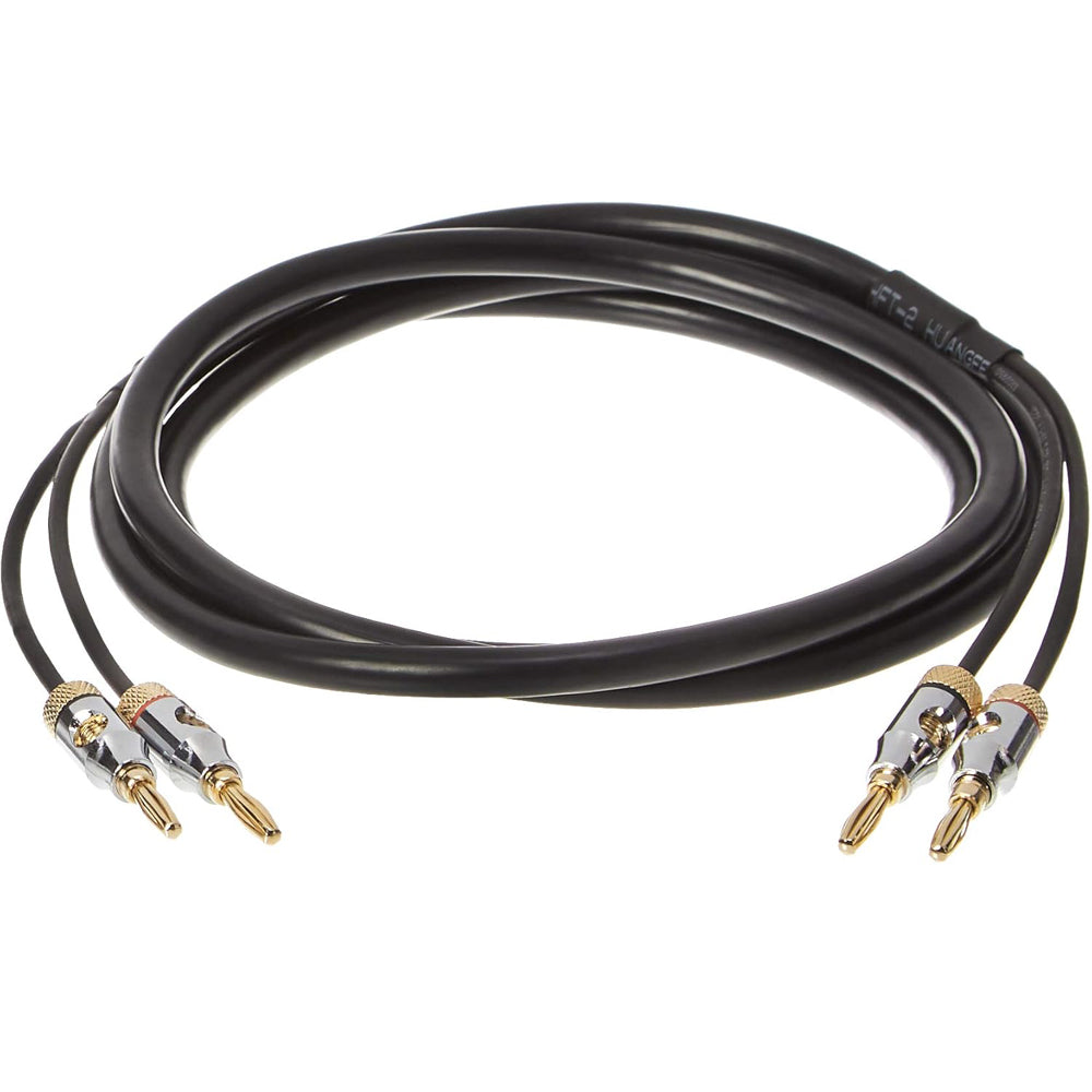 Banana Plug 16AWG Speaker Cable Wire, CL2 Rated with Gold-Plated Banana Tip Plugs (4mm), 99.9% Oxygen-Free, 0.9 m, Black