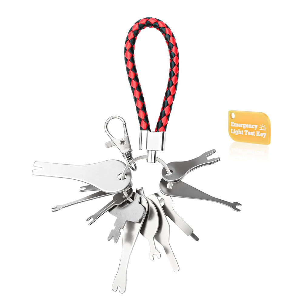 Emergency Light Test Key Set 11 Pack – Universal Mellbree Fish Key Set for Emergency Lighting Testing Systems – Heavy Duty Alloy Steel Braided Key Ring for Hospitals, Offices & Industrial Safety Compliance Tools