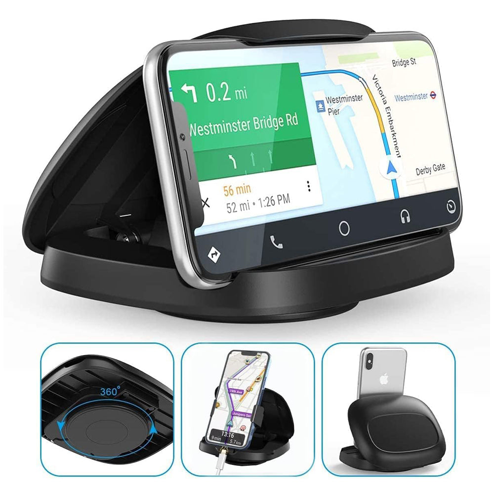 Car Dashboard Phone Holder with 360° Rotation