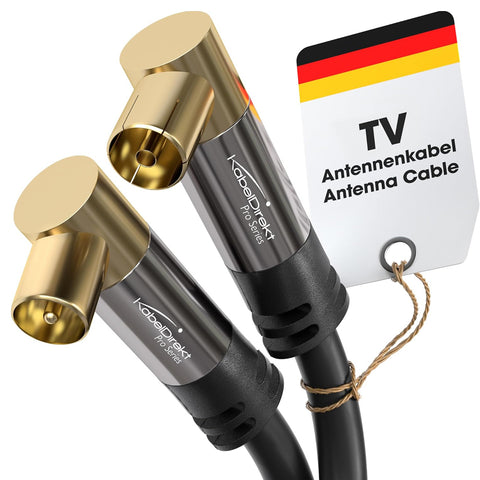 KabelDirekt – 4K TV Aerial Cable, Coaxial Cable, 90° Angled – 0.5m – Digital & Analogue – Available in 0.5-20m (Angled Plug/Socket, DVB-C/DVB-T/DVB-S, black)