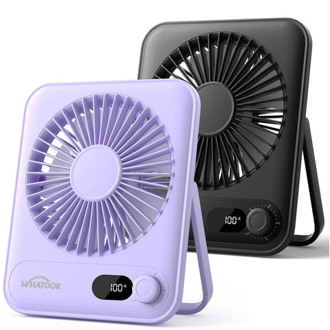 WHATOOK 5000mAh USB Desk Fan 2 Pack – Ultra Quiet, 100 Speeds