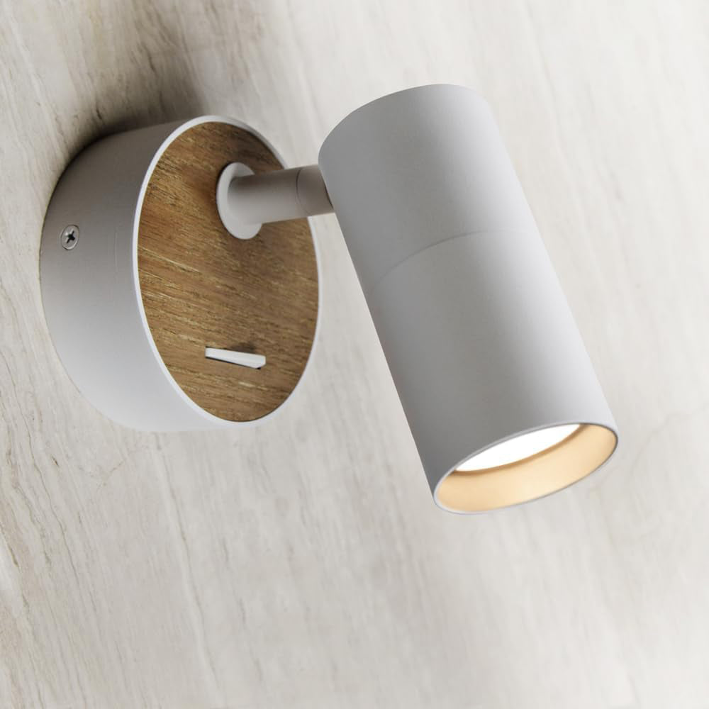 Vintage Wall Light in Industrial Design, Retro Spotlight Made of Steel/Aluminium, Compact Lighting for Living Room, Bedroom, White, Socket: GU10, 1 Pack