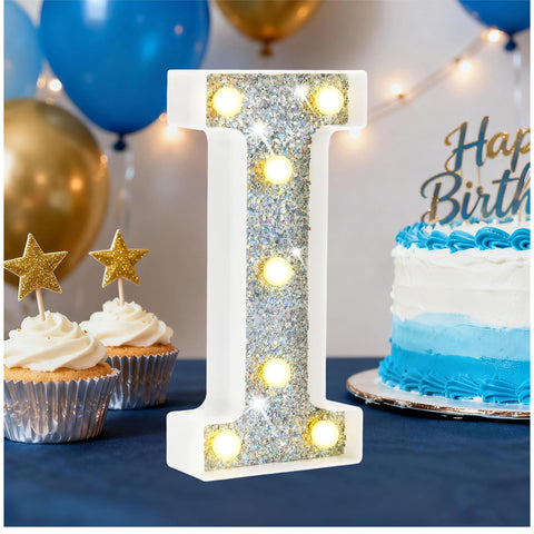 Silver LED Letter Light I Battery Powered Night Light