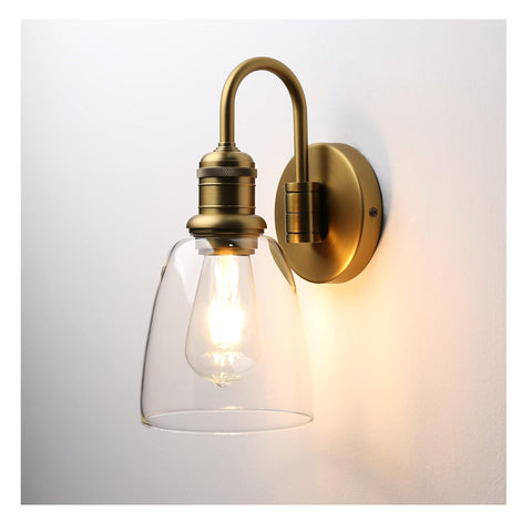 JIMUBEAM 1-Light Industrial Wall Sconce with Clear Glass Shade