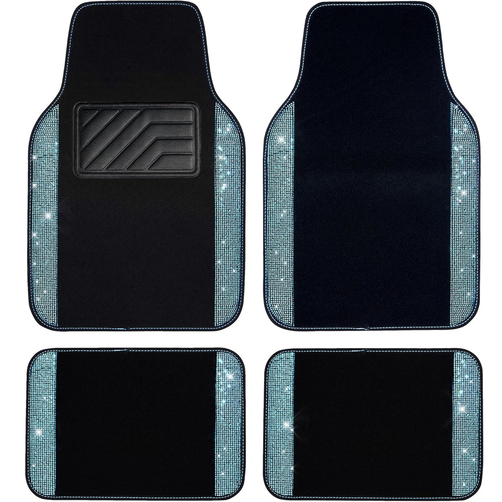 Bling Diamond Car Floor Mats 4pcs Set – Mint Sparkly Rhinestone