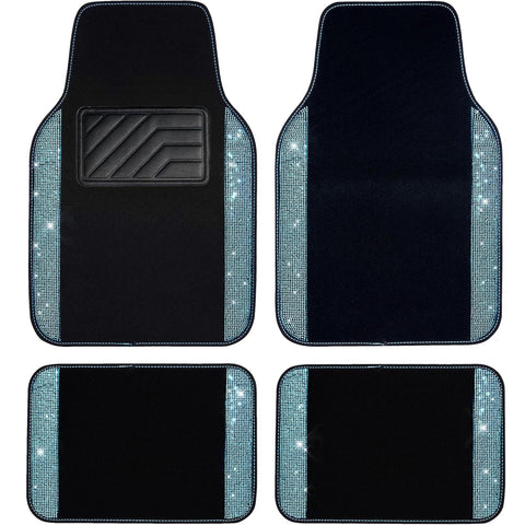 Bling Diamond Car Floor Mats 4pcs Set – Mint Sparkly Rhinestone