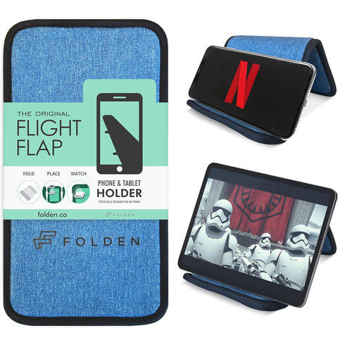 Folden Denim Airplane Phone Holder – Flexible Travel Stand