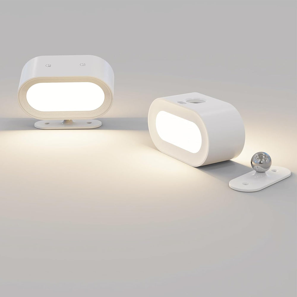 2PACK Rechargeable White Wall Light, Battery Operated Wall Lamp with Touch Control 3 Color Modes, 4 Dimmings, 360 ° Rotation, 1H Timer, Rechargeable Wall Sconce for Reading Bedroom
