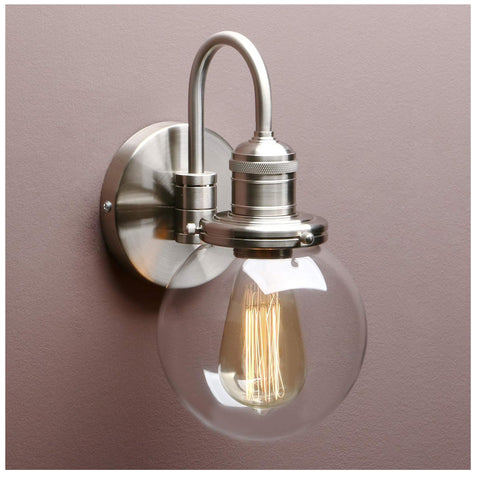 Yosoan Industrial Globe Wall Sconce with Clear Glass Shade
